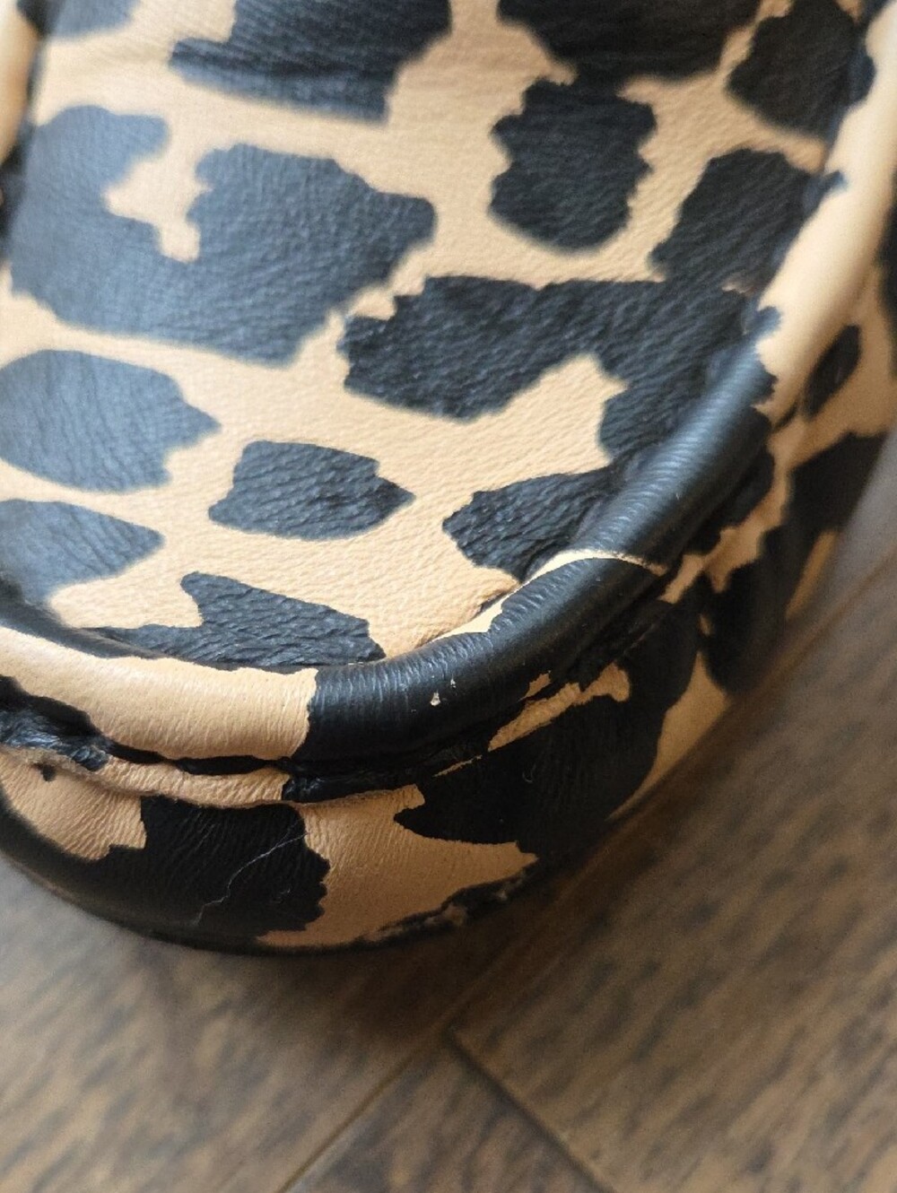 COACH Leopard-Print Leather Driving Loafers in Black and Beige - Picture 6 of 16